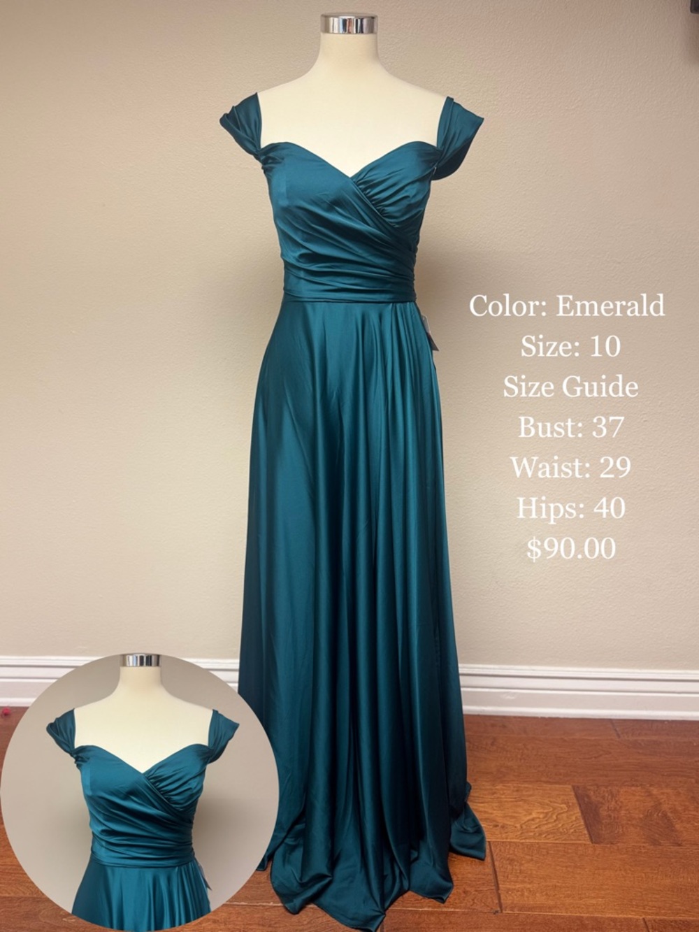 Off-Shoulder Emerald Prom Gown